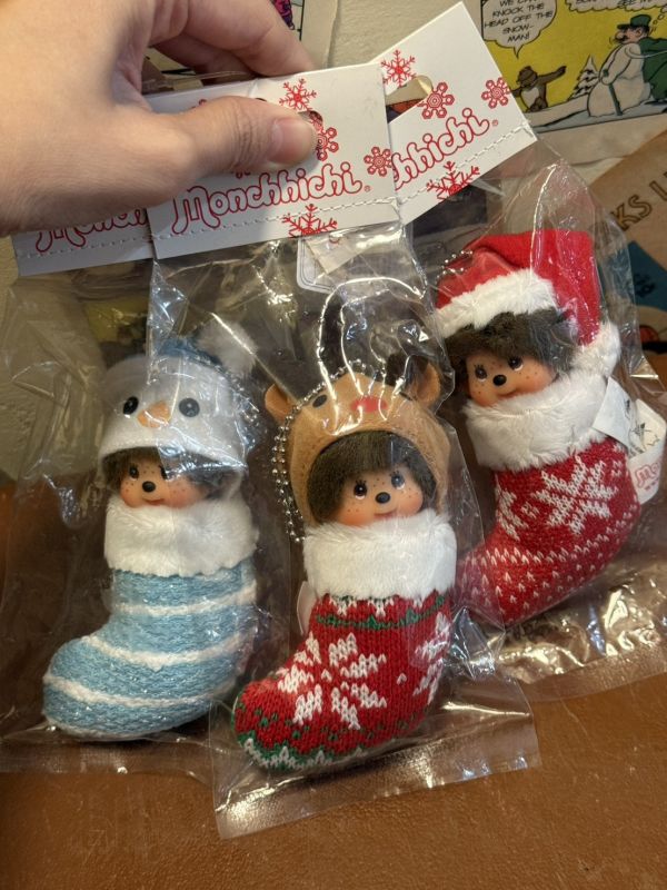 正版 Monchhichi 聖誕襪系列 夢奇奇 吊飾鑰匙圈 
