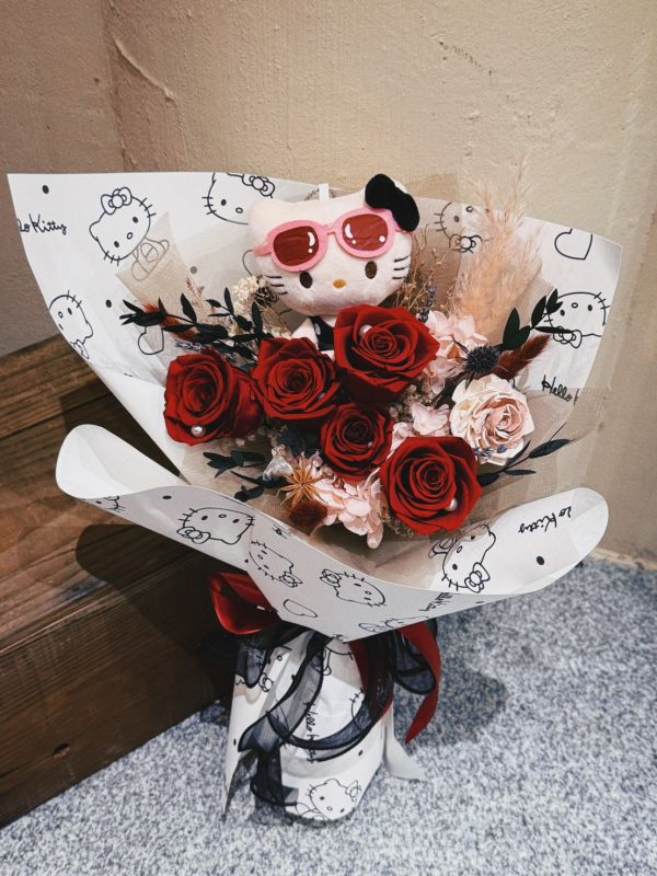 偏愛Kitty永生玫瑰花束 
