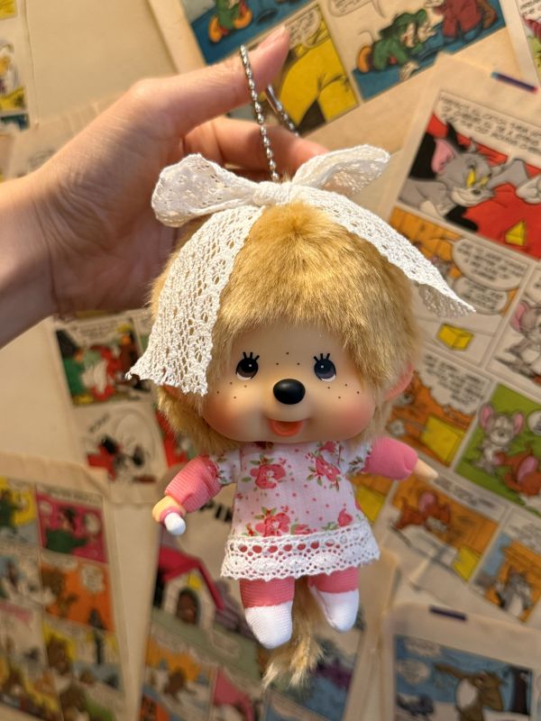 日本限定 泰國限定 正版 Monchhichi 大臉蝴蝶結 夢奇奇 吊飾鑰匙圈 