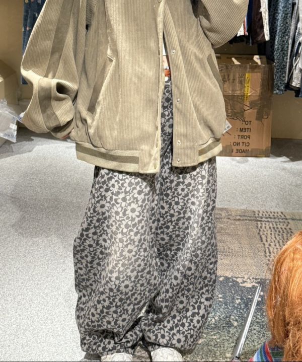 韓版花花彎刀褲 藍色/黑色 