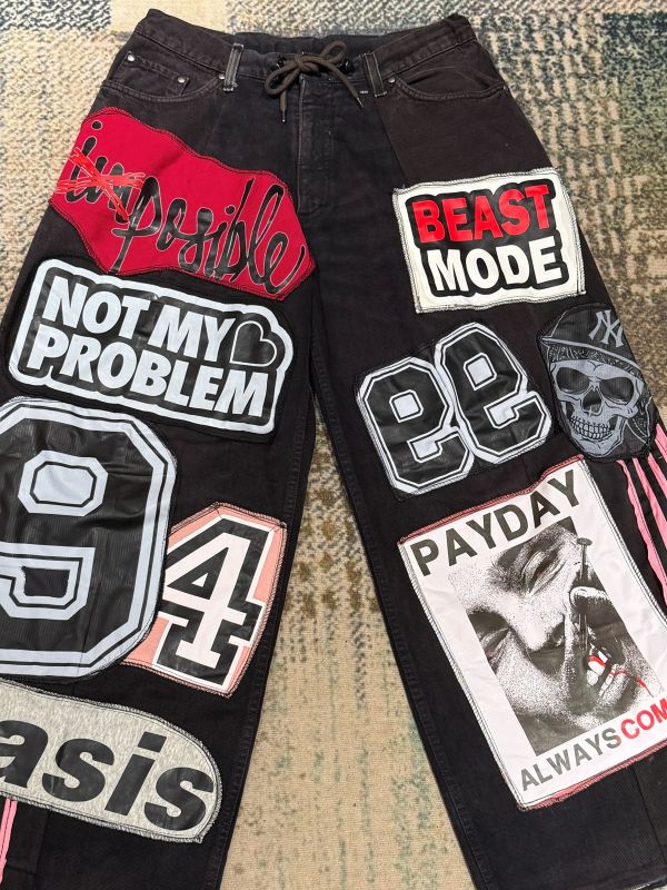 Remake 嘻哈牛仔貼布褲 