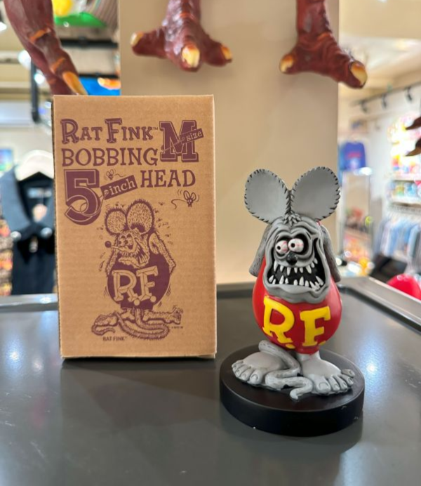 2012年 Rat Fink 芬克鼠 灰紅 雕像搖頭公仔 