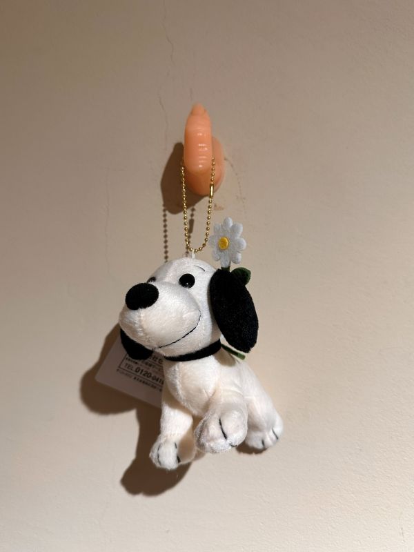 日本正版 75週年 行走史努比 頭戴花朵  吊飾鑰匙圈 