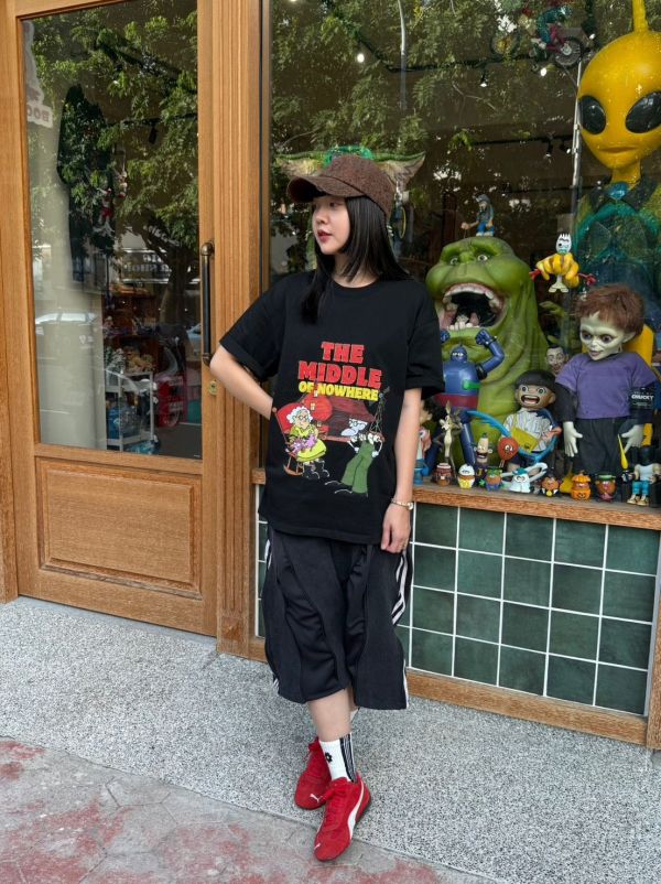 童年卡通系列 膽小狗英雄溫馨款 純棉T --黑色 