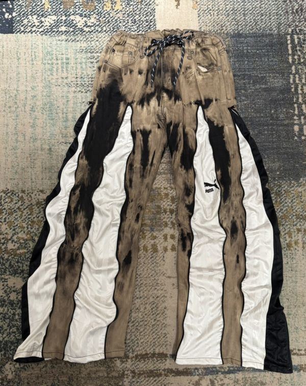 Remake 美式渲染拉鍊拼接褲 