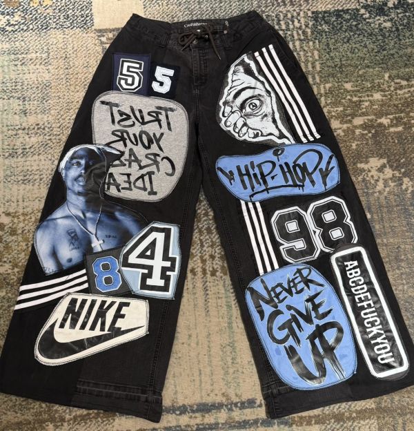 Remake 嘻哈牛仔貼布褲 