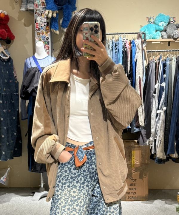 韓版麂皮拼燈芯絨外套 三色 