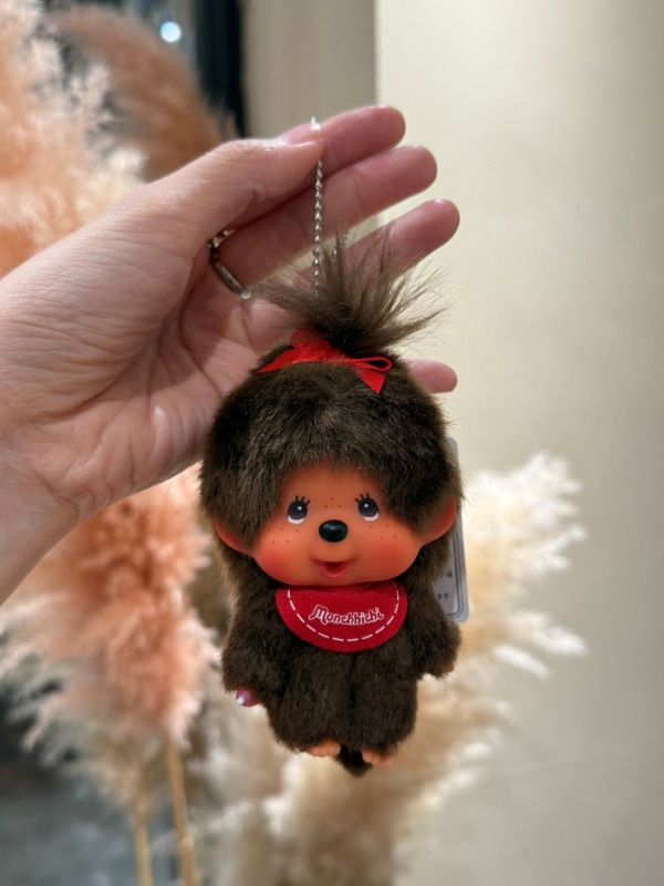 日本 正版 Monchhichi 大頭短腿初色棕色夢奇奇 吊飾鑰匙圈 