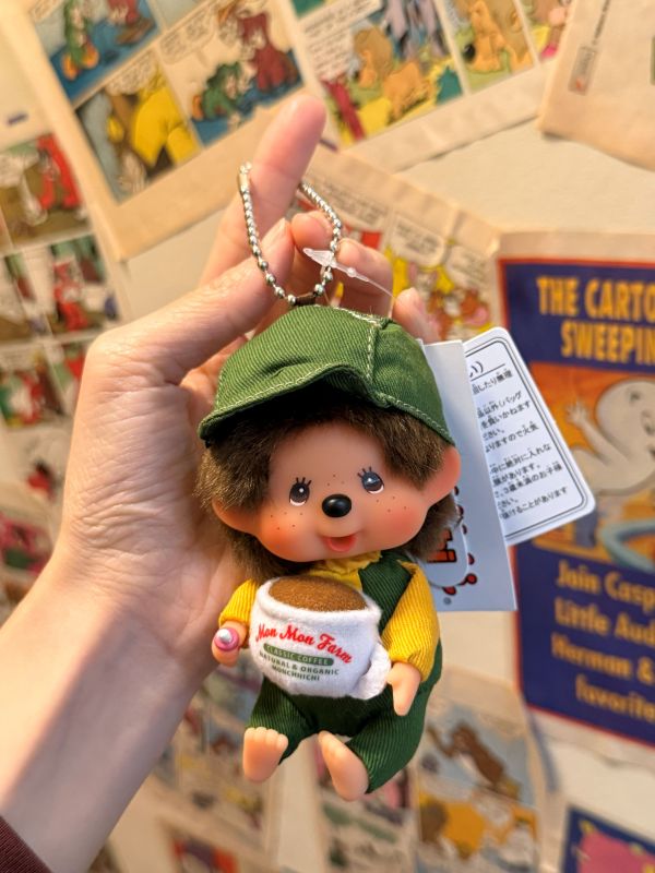 正版 Monchhichi Mon Mon Farm 咖啡系列夢奇奇 吊飾鑰匙圈 