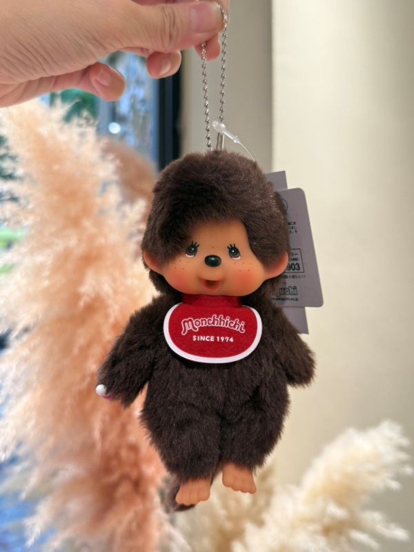 日本 正版 Monchhichi 初色棕色夢奇奇 吊飾鑰匙圈 