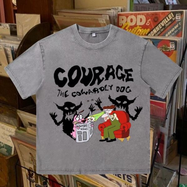 童年卡通系列 膽小狗英雄驚嚇款水洗T-shirts 