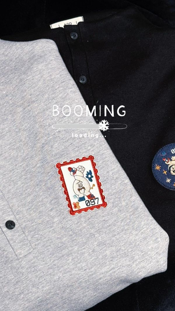 Booming刺繡立領扣式上衣 