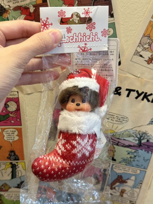 正版 Monchhichi 聖誕襪系列 夢奇奇 吊飾鑰匙圈 