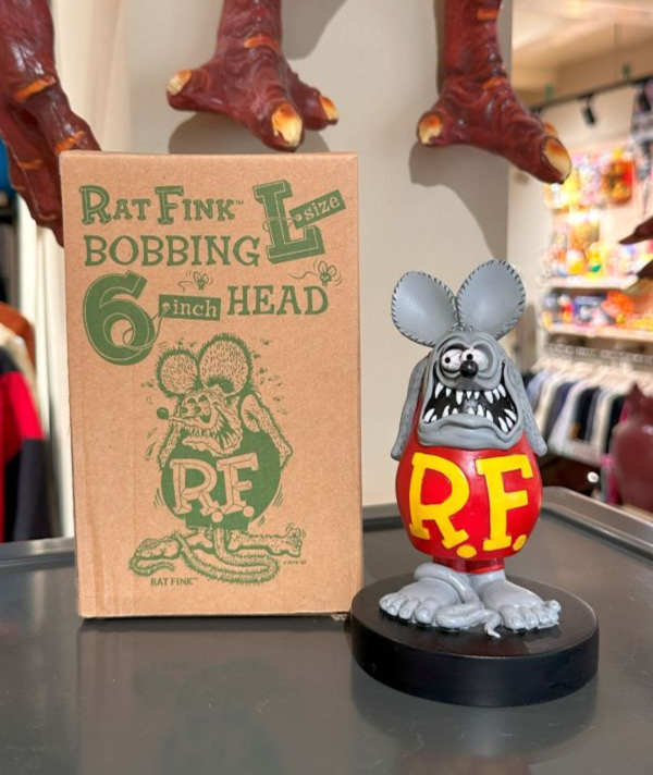 2012年 Rat Fink 芬克鼠 灰紅 雕像搖頭公仔 