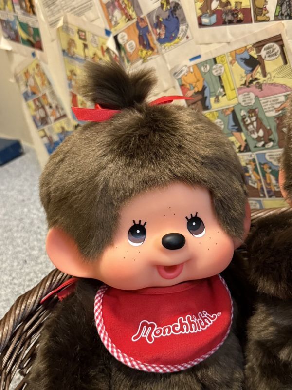 Monchhichi モンチッチ 棕色 圍兜兜 45cm 