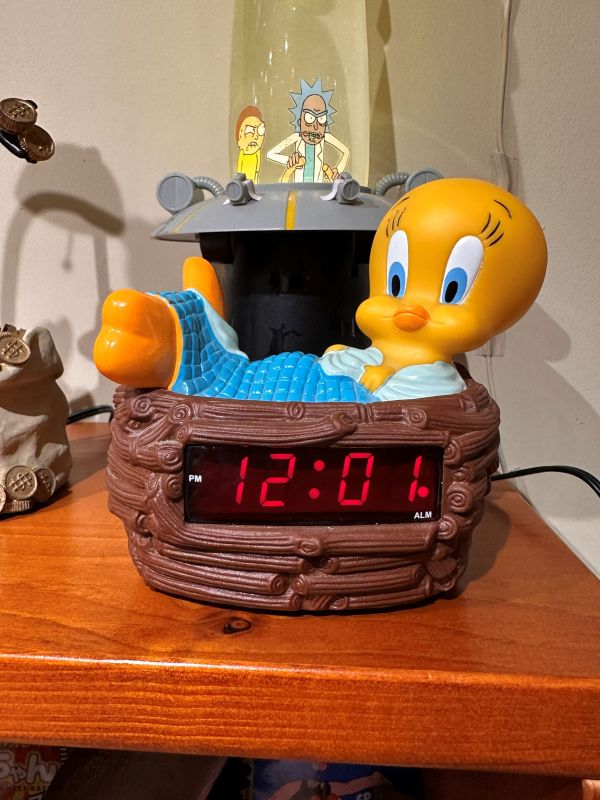 1996 年產復古款 Tweety 崔弟 鳥巢鬧鐘 功能完整 