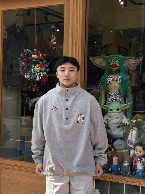 Booming刺繡立領扣式上衣 