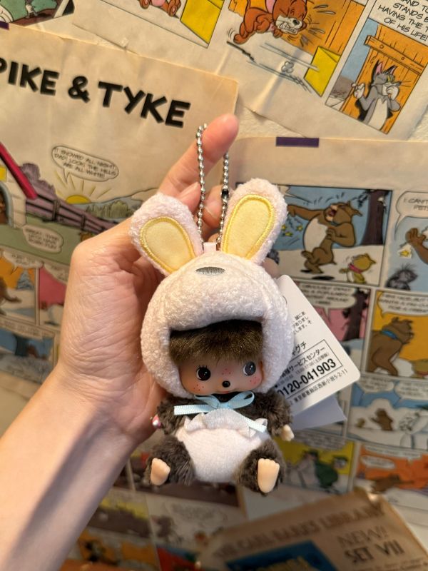 日本限定 正版 Monchhichi x Bebichhichi 兔子baby孟奇奇 吊飾鑰匙圈 