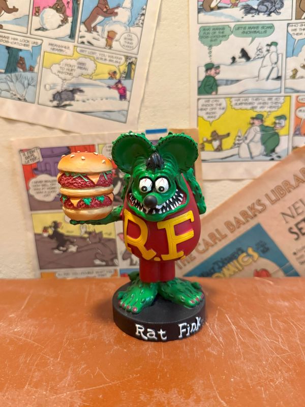 2008年 Rat Fink Nodding doll 手拿漢堡芬克鼠 