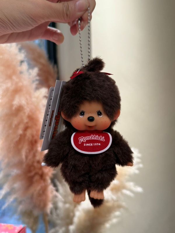 日本 正版 Monchhichi 初色棕色夢奇奇 吊飾鑰匙圈 