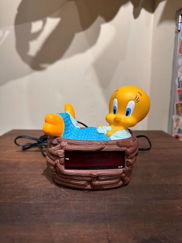 1996 年產復古款 Tweety 崔弟 鳥巢鬧鐘 功能完整 