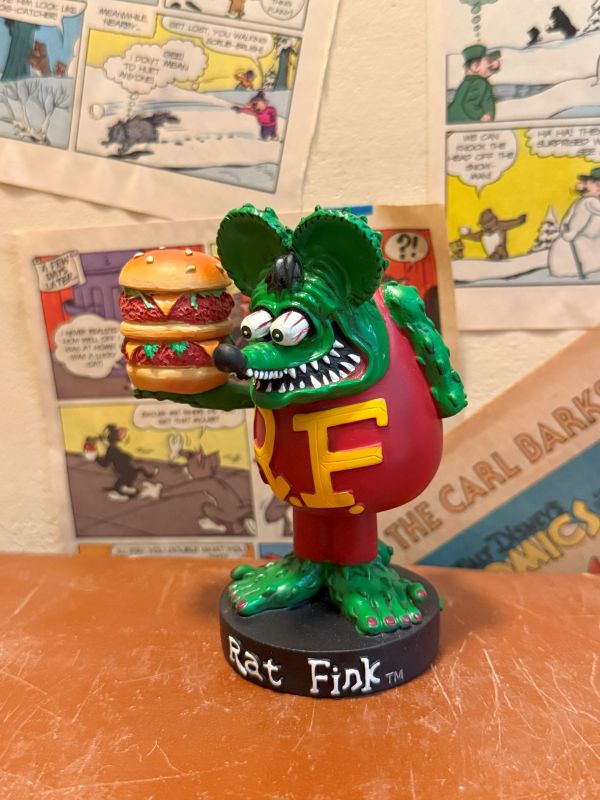 2008年 Rat Fink Nodding doll 手拿漢堡芬克鼠 