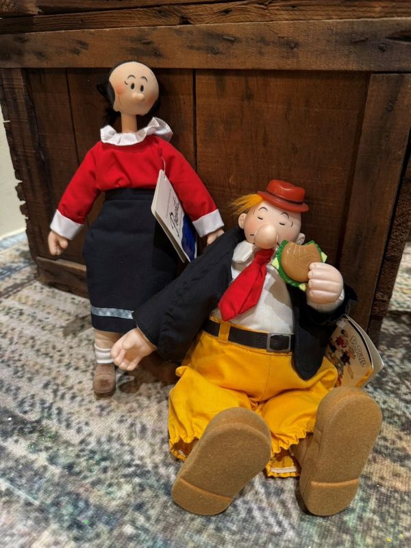 1985年 早期美國進口 韓國製 Olive Oyl 奧莉薇 & Wimpy 溫皮 