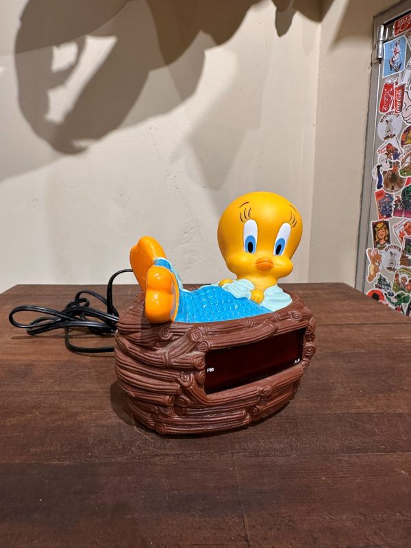 1996 年產復古款 Tweety 崔弟 鳥巢鬧鐘 功能完整 