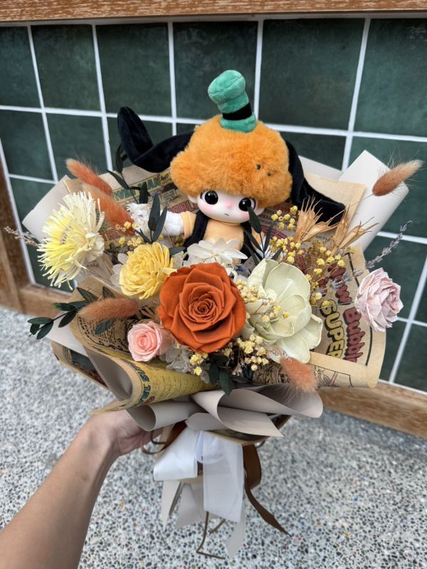 Booming美式漫畫永生花束+玩偶 