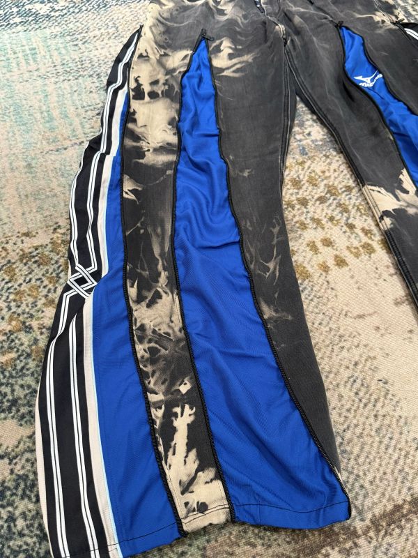 Remake 美式渲染拉鍊拼接褲 