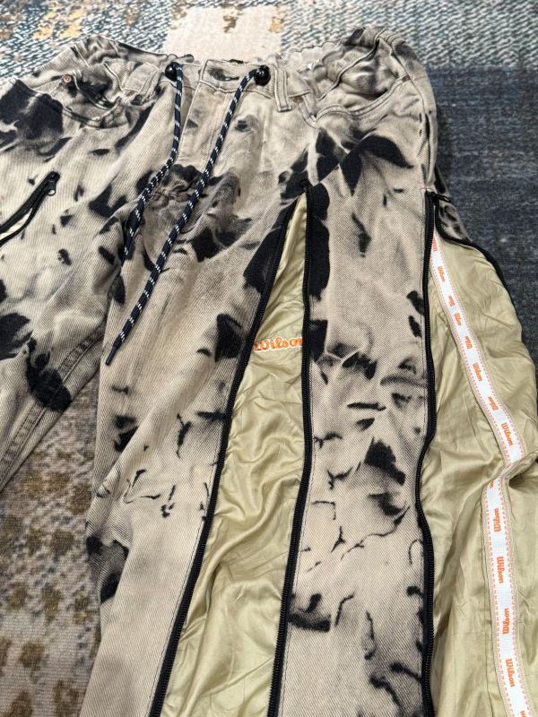 Remake 美式渲染拉鍊拼接褲 