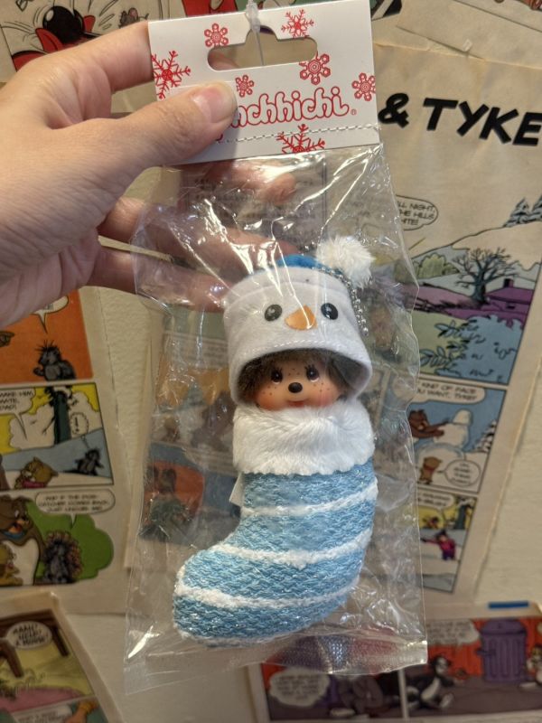 正版 Monchhichi 聖誕襪系列 夢奇奇 吊飾鑰匙圈 