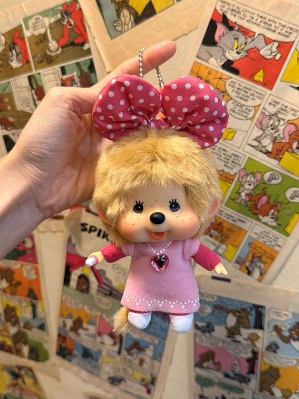 日本限定 泰國限定 正版 Monchhichi 大臉蝴蝶結 夢奇奇 吊飾鑰匙圈 