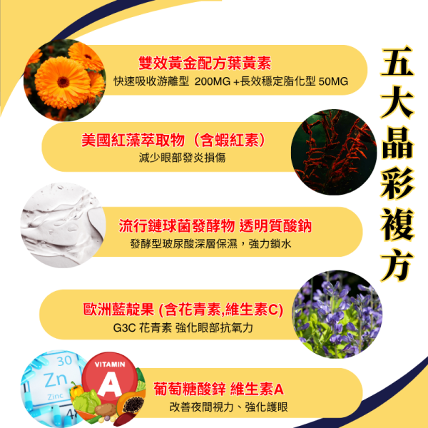 [暮曉葉黃素] 水潤雙型態游離+脂化葉黃素30顆/盒 護眼營養補充品
緩解眼睛疲勞
上班族 護眼
手機族 葉黃素 / 長時間用眼 葉黃素
葉黃素
金盞草萃取
護眼保健食品
視力保健
抗藍光保健