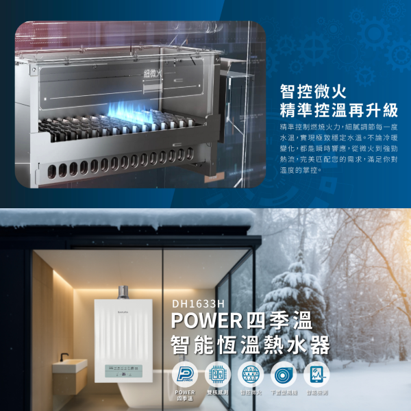 2025最新款櫻花 16公升DH1633H 16L POWER四季溫智能恆溫熱水器 