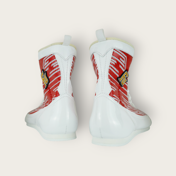 【TMMA】FUEGO FUTURO MODEL 系列 中高筒 輕量 合成皮 拳擊鞋-紅/白/白－FUE BOS #拳擊鞋 #格鬥裝備 #TMMA #台北格鬥運動館 #格鬥用品 #拳擊 #拳擊有氧 #踢拳 #踢拳擊 #泰拳 #散打 #MMA #格鬥 #比賽拳擊鞋 #入門拳擊鞋 #初階拳擊鞋 #FUEGO