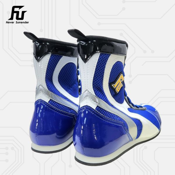 【TMMA】FUEGO SUPER ESTRELLA 系列 中高筒 輕量 合成皮 拳擊鞋- 藍/白/銀－FUE BOS #拳擊鞋 #格鬥裝備 #TMMA #台北格鬥運動館 #格鬥用品 #拳擊 #拳擊有氧 #踢拳 #踢拳擊 #泰拳 #散打 #MMA #格鬥 #比賽拳擊鞋 #入門拳擊鞋 #初階拳擊鞋 #FUEGO