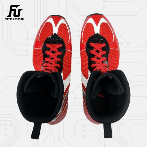 【TMMA】FUEGO SUPER ESTRELLA 系列 中高筒 輕量 合成皮 拳擊鞋- 紅/白/銀－FUE BOS #拳擊鞋 #格鬥裝備 #TMMA #台北格鬥運動館 #格鬥用品 #拳擊 #拳擊有氧 #踢拳 #踢拳擊 #泰拳 #散打 #MMA #格鬥 #比賽拳擊鞋 #入門拳擊鞋 #初階拳擊鞋 #FUEGO