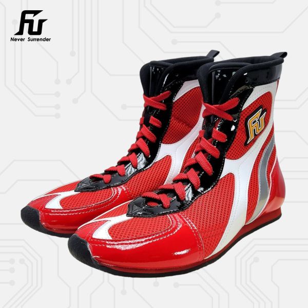 【TMMA】FUEGO SUPER ESTRELLA 系列 中高筒 輕量 合成皮 拳擊鞋- 紅/白/銀－FUE BOS #拳擊鞋 #格鬥裝備 #TMMA #台北格鬥運動館 #格鬥用品 #拳擊 #拳擊有氧 #踢拳 #踢拳擊 #泰拳 #散打 #MMA #格鬥 #比賽拳擊鞋 #入門拳擊鞋 #初階拳擊鞋 #FUEGO