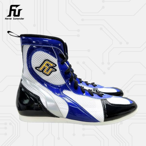 【TMMA】FUEGO SUPER ESTRELLA 系列 中高筒 輕量 合成皮 拳擊鞋- 白/藍/黑－FUE BOS #拳擊鞋 #格鬥裝備 #TMMA #台北格鬥運動館 #格鬥用品 #拳擊 #拳擊有氧 #踢拳 #踢拳擊 #泰拳 #散打 #MMA #格鬥 #比賽拳擊鞋 #入門拳擊鞋 #初階拳擊鞋 #FUEGO