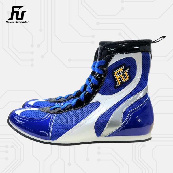 【TMMA】FUEGO SUPER ESTRELLA 系列 中高筒 輕量 合成皮 拳擊鞋- 藍/白/銀－FUE BOS #拳擊鞋 #格鬥裝備 #TMMA #台北格鬥運動館 #格鬥用品 #拳擊 #拳擊有氧 #踢拳 #踢拳擊 #泰拳 #散打 #MMA #格鬥 #比賽拳擊鞋 #入門拳擊鞋 #初階拳擊鞋 #FUEGO
