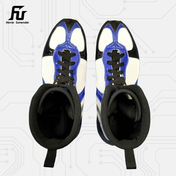 【TMMA】FUEGO SUPER ESTRELLA 系列 中高筒 輕量 合成皮 拳擊鞋- 白/藍/黑－FUE BOS #拳擊鞋 #格鬥裝備 #TMMA #台北格鬥運動館 #格鬥用品 #拳擊 #拳擊有氧 #踢拳 #踢拳擊 #泰拳 #散打 #MMA #格鬥 #比賽拳擊鞋 #入門拳擊鞋 #初階拳擊鞋 #FUEGO