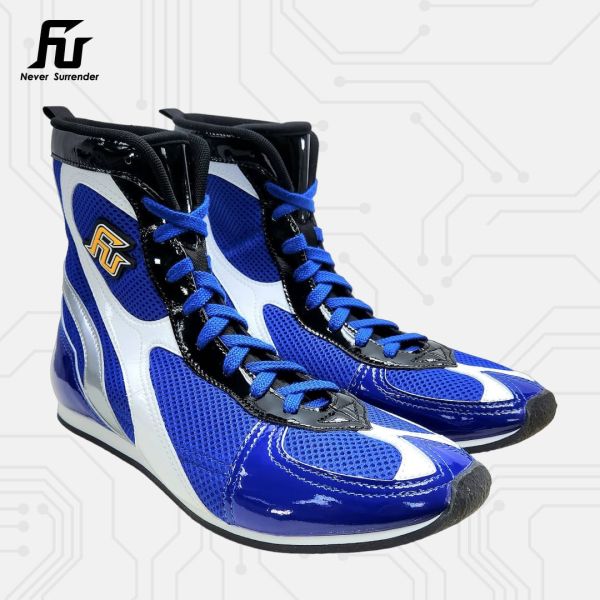 【TMMA】FUEGO SUPER ESTRELLA 系列 中高筒 輕量 合成皮 拳擊鞋- 藍/白/銀－FUE BOS #拳擊鞋 #格鬥裝備 #TMMA #台北格鬥運動館 #格鬥用品 #拳擊 #拳擊有氧 #踢拳 #踢拳擊 #泰拳 #散打 #MMA #格鬥 #比賽拳擊鞋 #入門拳擊鞋 #初階拳擊鞋 #FUEGO