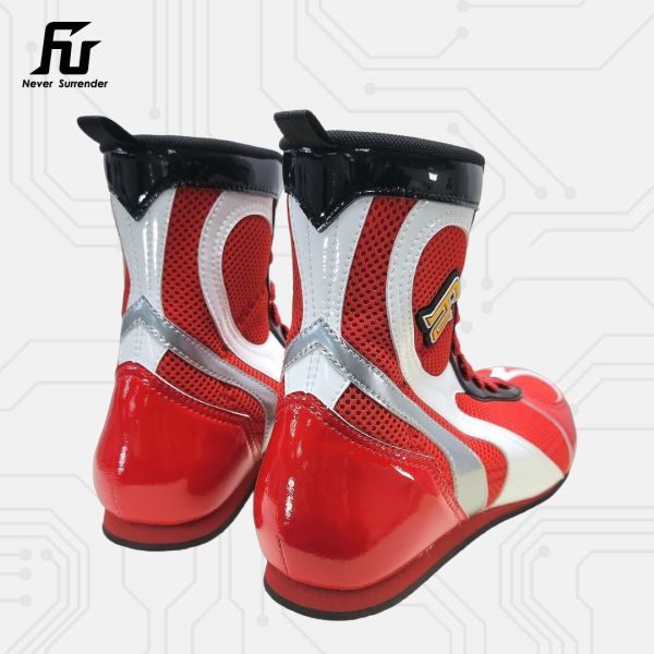 【TMMA】FUEGO SUPER ESTRELLA 系列 中高筒 輕量 合成皮 拳擊鞋- 紅/白/銀－FUE BOS #拳擊鞋 #格鬥裝備 #TMMA #台北格鬥運動館 #格鬥用品 #拳擊 #拳擊有氧 #踢拳 #踢拳擊 #泰拳 #散打 #MMA #格鬥 #比賽拳擊鞋 #入門拳擊鞋 #初階拳擊鞋 #FUEGO