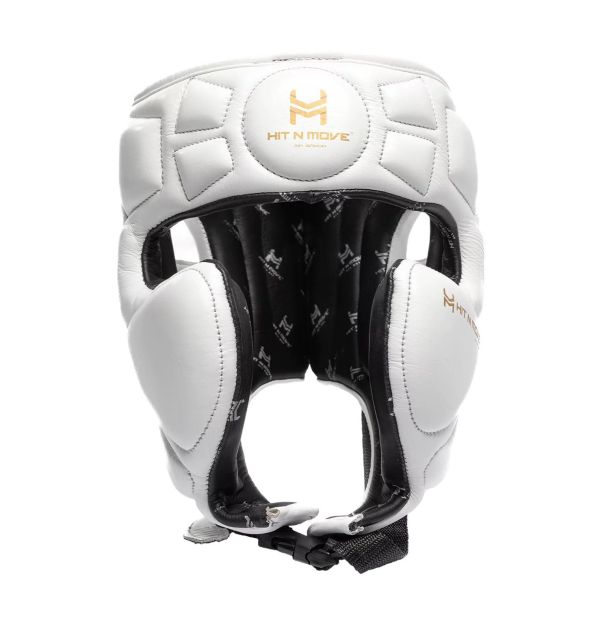 【TMMA】HIT N MOVE Air Armor 真皮 拳擊 泰拳 MMA 基礎型 頭盔-白-HG-2A 