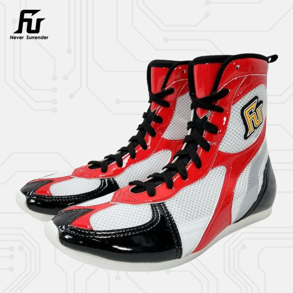 【TMMA】FUEGO SUPER ESTRELLA 系列 中高筒 輕量 合成皮 拳擊鞋- 白/紅/黑－FUE BOS #拳擊鞋 #格鬥裝備 #TMMA #台北格鬥運動館 #格鬥用品 #拳擊 #拳擊有氧 #踢拳 #踢拳擊 #泰拳 #散打 #MMA #格鬥 #比賽拳擊鞋 #入門拳擊鞋 #初階拳擊鞋 #FUEGO