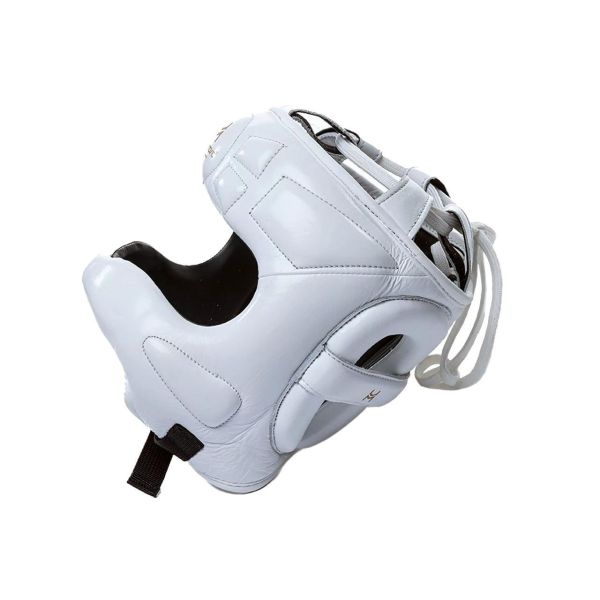 【TMMA】HIT N MOVE Face Saver 真皮 拳擊 泰拳 MMA 護弓型 頭盔-白-HG-BRN-W 