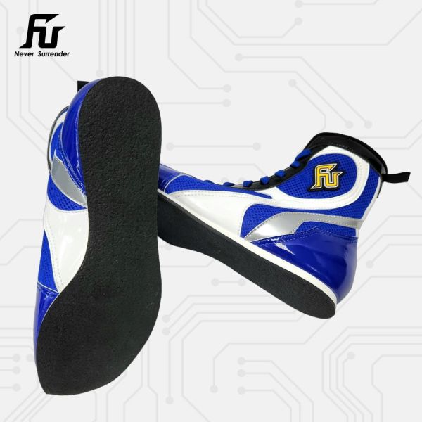 【TMMA】FUEGO SUPER ESTRELLA 系列 中高筒 輕量 合成皮 拳擊鞋- 藍/白/銀－FUE BOS #拳擊鞋 #格鬥裝備 #TMMA #台北格鬥運動館 #格鬥用品 #拳擊 #拳擊有氧 #踢拳 #踢拳擊 #泰拳 #散打 #MMA #格鬥 #比賽拳擊鞋 #入門拳擊鞋 #初階拳擊鞋 #FUEGO