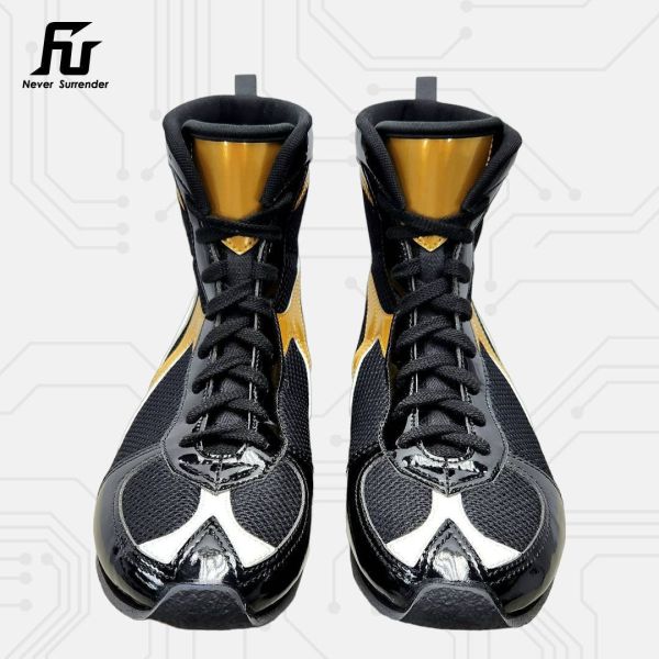 【TMMA】FUEGO SUPER ESTRELLA 系列 中高筒 輕量 合成皮 拳擊鞋- 黑/金/白－FUE BOS #拳擊鞋 #格鬥裝備 #TMMA #台北格鬥運動館 #格鬥用品 #拳擊 #拳擊有氧 #踢拳 #踢拳擊 #泰拳 #散打 #MMA #格鬥 #比賽拳擊鞋 #入門拳擊鞋 #初階拳擊鞋 #FUEGO