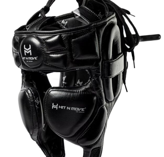 【TMMA】HIT N MOVE Air Armor 真皮 拳擊 泰拳 MMA 基礎型 頭盔-黑-HG-2 